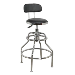 Sealey Pneumatic Workshop Stool With Adjustable Height Swivel Seat & Back Rest -Bodyshop Store SCR14.V2 1