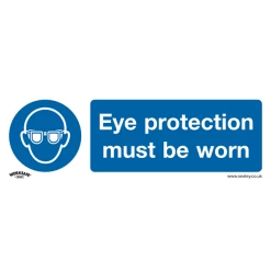 Sealey Eye Protection Must Be Worn - Mandatory Safety Sign - Self-Adhesive Vinyl - Pack Of 10