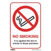 Sealey No Smoking (On Premises) - Prohibition Safety Sign - Rigid Plastic - Pack Of 10
