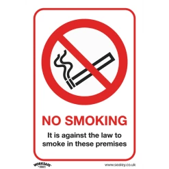 Sealey No Smoking (On Premises) - Prohibition Safety Sign - Rigid Plastic