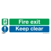 Sealey Fire Exit Keep Clear - Safe Conditions Safety Sign - Rigid Plastic - Pack Of 10