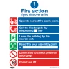 Sealey Fire Action With Lift - Safe Conditions Safety Sign - Self-Adhesive Vinyl - Pack Of 10