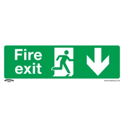 Sealey Fire Exit (Down) - Safe Conditions Safety Sign - Self-Adhesive Vinyl - Pack Of 10