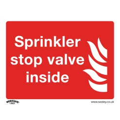 Sealey Sprinkler Stop Valve - Safe Conditions Safety Sign - Self-Adhesive Vinyl - Pack Of 10