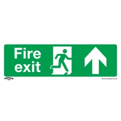 Sealey Fire Exit (Up) - Safe Conditions Safety Sign - Self-Adhesive Vinyl - Pack Of 10