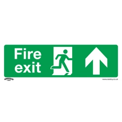 Sealey Fire Exit (Up) - Safe Conditions Safety Sign - Self-Adhesive Vinyl