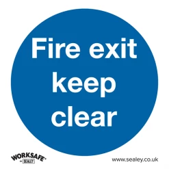 Sealey Fire Exit Keep Clear - Mandatory Safety Sign - Self-Adhesive Vinyl - Pack Of 10