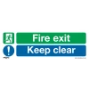 Sealey Fire Exit Keep Clear (Large) - Safe Conditions Safety Sign - Rigid Plastic - Pack Of 10