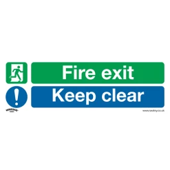 Sealey Fire Exit Keep Clear (Large) - Safe Conditions Safety Sign - Rigid Plastic - Pack Of 10