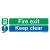 Sealey Fire Exit Keep Clear (Large) - Safe Conditions Safety Sign - Rigid Plastic