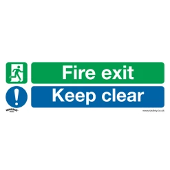 Sealey Fire Exit Keep Clear (Large) - Safe Conditions Safety Sign - Rigid Plastic
