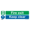 Sealey Fire Exit Keep Clear (Large) - Safe Conditions Safety Sign - Self-Adhesive Vinyl