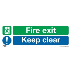 Sealey Fire Exit Keep Clear (Large) - Safe Conditions Safety Sign - Self-Adhesive Vinyl