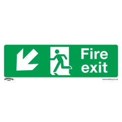 Sealey Fire Exit (Down Left) - Safe Conditions Safety Sign - Rigid Plastic - Pack Of 10