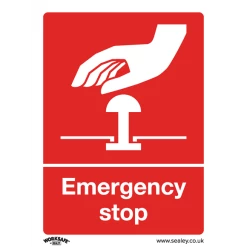 Sealey Emergency Stop - Safe Conditions Safety Sign - Rigid Plastic