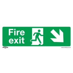 Sealey Fire Exit (Down Right) - Safe Conditions Safety Sign - Rigid Plastic - Pack Of 10