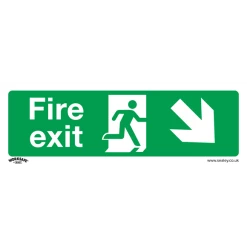 Sealey Fire Exit (Down Right) - Safe Conditions Safety Sign - Self-Adhesive Vinyl - Pack Of 10