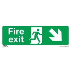 Sealey Fire Exit (Down Right) - Safe Conditions Safety Sign - Self-Adhesive Vinyl