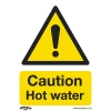 Sealey Caution Hot Water - Warning Safety Sign - Rigid Plastic - Pack Of 10