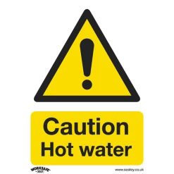 Sealey Caution Hot Water - Warning Safety Sign - Rigid Plastic
