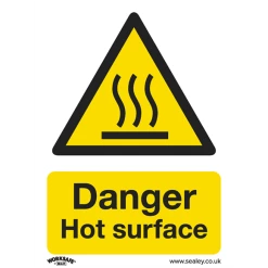 Sealey Danger Hot Surface - Warning Safety Sign - Rigid Plastic - Pack Of 10