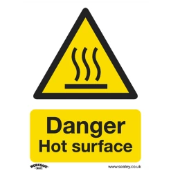 Sealey Danger Hot Surface - Warning Safety Sign - Self-Adhesive Vinyl - Pack Of 10