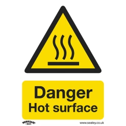 Sealey Danger Hot Surface - Warning Safety Sign - Self-Adhesive Vinyl