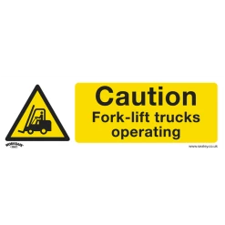 Sealey Caution Fork-Lift Trucks - Warning Safety Sign - Rigid Plastic - Pack Of 10