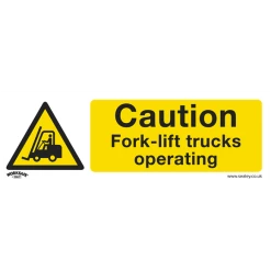 Sealey Caution Fork-Lift Trucks - Warning Safety Sign - Self-Adhesive Vinyl - Pack Of 10