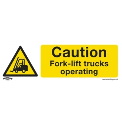 Sealey Caution Fork-Lift Trucks - Warning Safety Sign - Self-Adhesive Vinyl