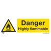 Sealey Danger Highly Flammable - Warning Safety Sign - Rigid Plastic - Pack Of 10