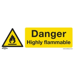 Sealey Danger Highly Flammable - Warning Safety Sign - Rigid Plastic - Pack Of 10