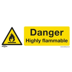 Sealey Danger Highly Flammable - Warning Safety Sign - Self-Adhesive Vinyl - Pack Of 10