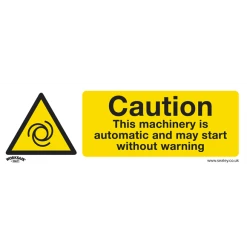 Sealey Caution Automatic Machinery - Warning Safety Sign - Self-Adhesive Vinyl - Pack Of 10