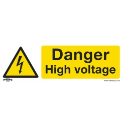 Sealey Danger High Voltage - Warning Safety Sign - Self-Adhesive Vinyl - Pack Of 10