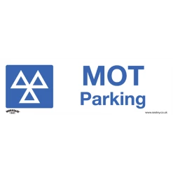 Sealey MOT Parking - Warning Safety Sign - Rigid Plastic - Pack Of 10
