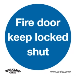 Sealey Fire Door Keep Locked Shut - Mandatory Safety Sign - Self-Adhesive Vinyl - Pack Of 10