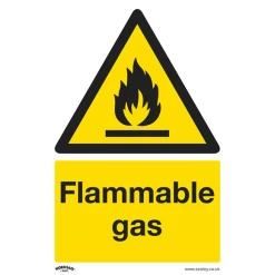 Sealey Flammable Gas - Warning Safety Sign - Self-Adhesive Vinyl - Pack Of 10