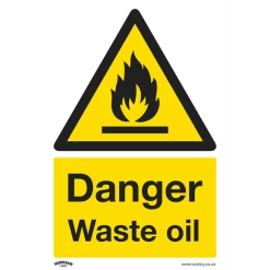 Sealey Danger Waste Oil - Warning Safety Sign - Rigid Plastic - Pack Of 10