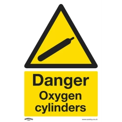 Sealey Danger Oxygen Cylinders - Warning Safety Sign - Rigid Plastic